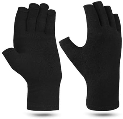 BrightGlow 2 par artrit handskar reumatiska kompressionshandskar kompression handskar fingerlösa handskar unisex grepp vantar bomullshandskar fingerlösa handskar, svart, M