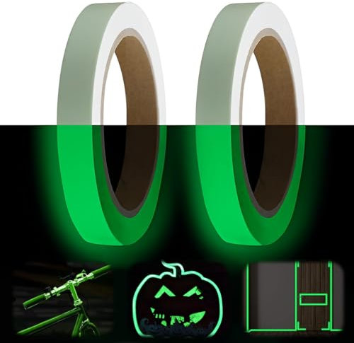 MEXRUMI 2 Stück Leuchtendes Band 1.5Cm/2Cm X 3Meter Selbstklebendem Band Warnband Luminous Tape Fluoreszierendes Klebeband Klebeband Für Sicherheitszeichen Für Partydeko Halloween Handwerk