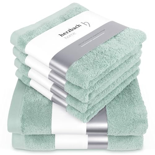 herzbach home Premium Handtücher-Set 100% Baumwolle - weich & saugstark - Mint