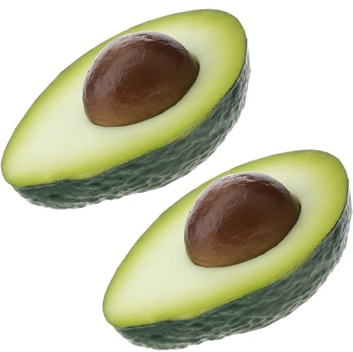 Funzhan 2 pezzi Artificiale Avocado Verdura Decorazione Finta Realistica Verde Mezzo Avocado Frutta Falso Realistico Cibo per Cucina Simulazione Casa Festa Festival Tavolo Modello