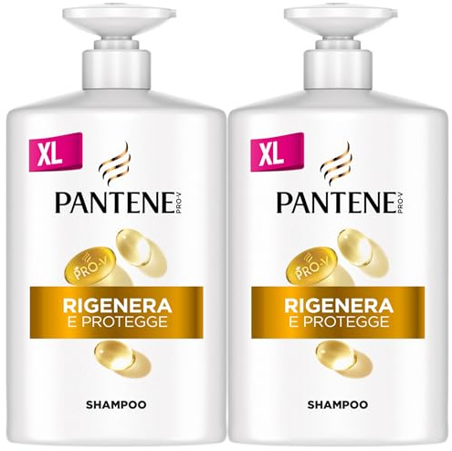 Pantene Pro-V Shampoo Rigenera E Protegge per Capelli Deboli, Secchi e Danneggiati. Protegge i Legami del Capello. Senza Siliconi, Olio Minerale e Coloranti. Formato Maxi Convenienza 2x1000ML
