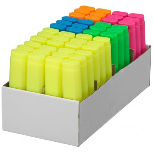 Stuff 4 Office | 48-Pack Fluorescent Highlighter Pens | 24 Yellow, 6 Green, 6 Pink, 6 Blue, 6 Orange | Chisel Tip, Smudge-Free, Quick-Drying Ink Highlighters for Office, School, Business
