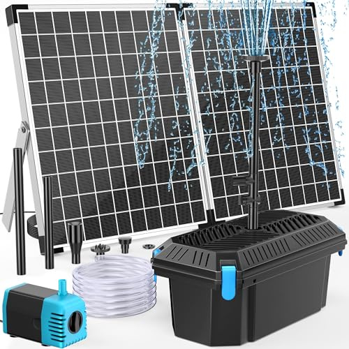 POPOSOAP Filtro solar para estanque de 40 W con bomba de fuente, 1620 l/h, juego completo de filtración de estanques y fuentes solares para pequeños estanques de jardín, acuarios y juegos de agua