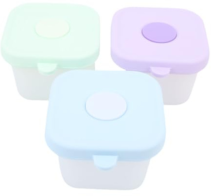 Fabater Contenitori per Snack in Silicone Set di 3 per Bambini Contenitori per Alimenti per Bambini Adatti Al Microonde con Coperchio Chiaro Contrassegni di Misurazione in Scala