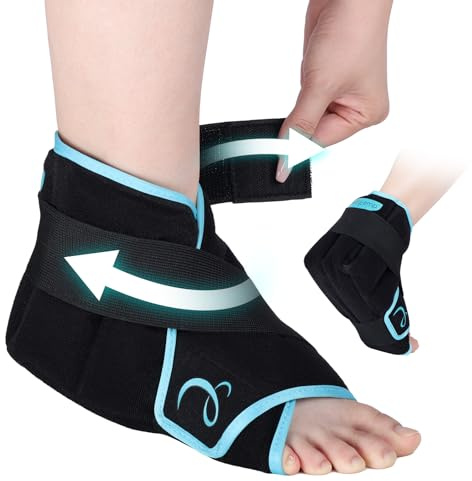 Comfytemp Ice Pack Wrap for Foot & Ankle, Reusable Hot Cold Compress for Sports Injuries, Adjustable Gel Pack for Ankle Soothing Discomfort, Sprains, Swelling, Surgery Recovery - 1 Pack