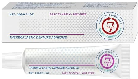 Thermoplastic Denture Adhesive, Secure Denture Adhesive, Secure Your Dentures with Enhanced Comfort & Confidence, Safe zinc-Free Ingredients Suitable for All Ages - 20g/0.71oz