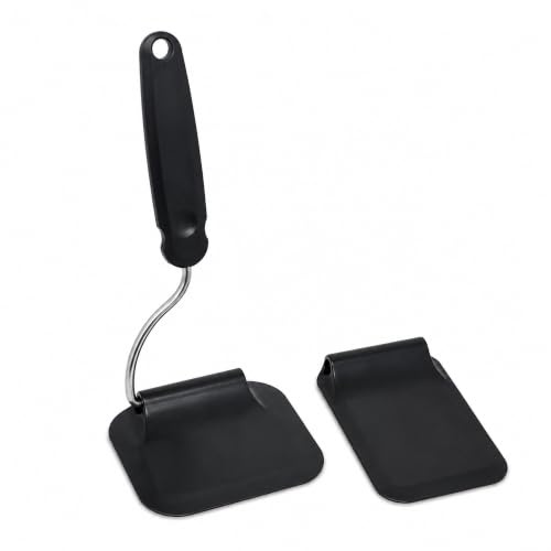 Elprico Justerbar Vinkelspatel, äggflipper med Utbytbara PPSU-huvuden Non Stick-vändare och Flipper för ägg Pannkakor Hamburgare Värmebeständig Diskmaskin Säker Vänster Högerhänt (Svart)
