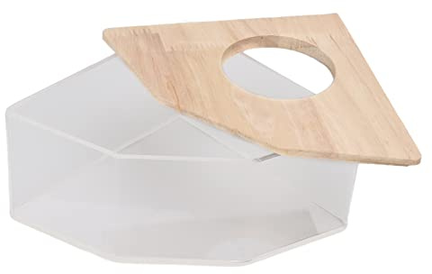 Generic Hamsterbadkar i Akryl med Rätvinklig Fläktdesign, Säkert Sandbadrum för små Husdjur, Transparent Lätt Att Rengöra, Storlek 15 X 15 X 8 Cm