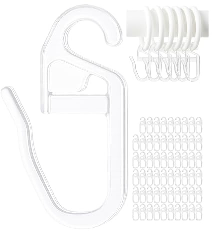 60 x Ganchos de Cortina con Ojales de 4 mm para Anillos de Cortina de hasta 4 mm, Transparente, para Barandillas de Cortina y Barras de Cortina, Accesorios de Cortina Ganchos de Cortina, Ganchos Clip