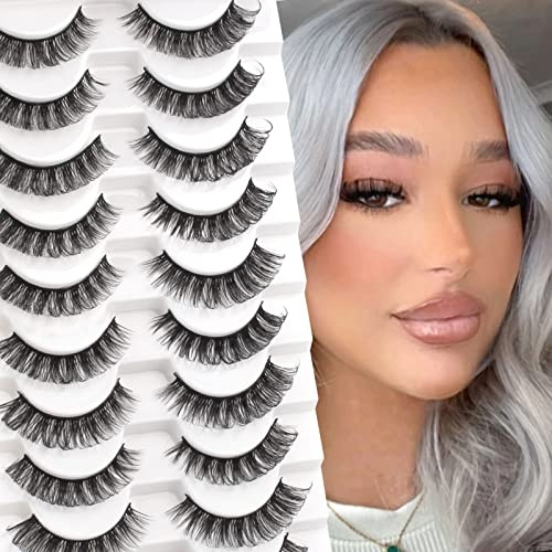 Glowing Win 3D Falsche Wimpern Natürlich Russian Strip Eyelashes Wiederverwendba Cat Eye Lashes D Curl 10 Paar Volumen Handgemacht Künstliche Fake Curly Lashes False Eyelashes