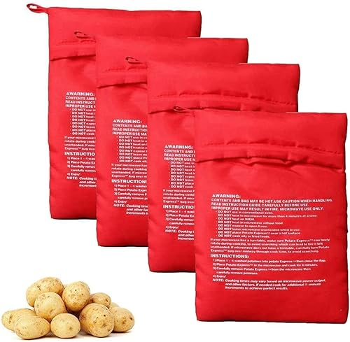 Sac de Cuisson Pomme de Terre,Sac Pomme de Terre,Micro Onde Sac Cuisson,Four Réutilisable,4 PCS Sac Cuisson de Patate Cuisson Rapide De Pommes De Terre