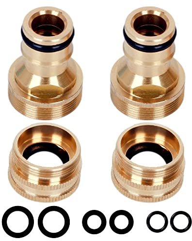2Set Brass Universal Kitchen Tap Connector Converters 22mm Threaded Outside/Indoor Tap,Kitchen Sink Tap Adapter,Hot Water Tap Connector for Hosepipe,Kitchen Mixer Tap Hose Connector for Outdoor Garden