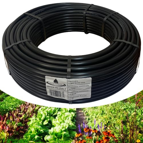 acquaverde | Tubo in Polietilene Ø 16 mm PN6, Rotolo da 50 mt a Bassa Densità PE-BD per Irrigazione di Campi, Orto, Giardino e Sistemi Irrigui, Resistente a Raggi UV e Fertilizzanti - Orto Facile