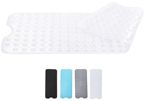 Zuvo Tapis de Bain Antidérapant | Extra Long 100 x 40 cm | Ventouses Puissantes & Anti-Moisissure | Lavable en Machine | Sécurisé pour Enfants & Seniors | Blanc