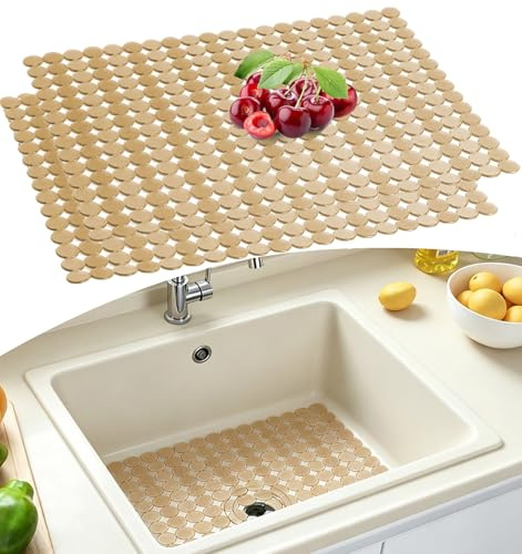 Juego de 2 alfombrillas protectoras para cocina y baño, alfombrilla de PVC recortable, se puede adaptar al fregadero, de cerámica de acero inoxidable, 30 x 40 cm