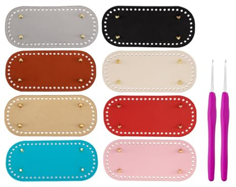 Hitopin 8 Piezas Oval Cojín Inferior de Cuero, PU Bolsa Cojín Inferior Almohadilla de Bolso, Bolsas de Ganchillo Parte Inferior, PU Almohadilla Inferior de Bolso, para Accesorios Hechos a Mano