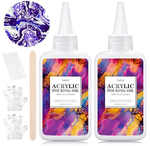 Silikonöl für Pouring, 200ml Silikonöl für Acrylfarben | Pouring Medium, 100% Reine Silikon Öl Acryl Pouring Zubehör füR Alle Malereien Acryl & Diy Art Painting & Zellkreation