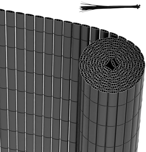 Peviasot Brise-vue en PVC - 80 x 500 cm - Coupe-vent - Design triple renforcé pour jardin, balcon, terrasse - Clôture brise-vue résistante à la moisissure - Avec bandes de serrage - Gris