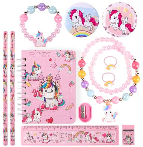 MEJOSER 12 Stück Schultüte Füllung Einhorn Geschenke für Mädchen Schultüte Inhalt Schulsachen Einschulung Geschenk Mädchen Junge Schulkind Party Mitgebsel Zuckertüte Wundertüte Schulanfang