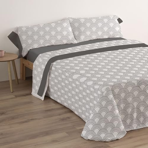 Donegal Collections - Sabanas 200 x 200 - Juego de Sabanas Cama 200 Cerc Gris - Bajera, Sabana Encimera y 2 Fundas de Almohada - Primavera Verano - Tacto Extra Suave 50% Algodón 50% Poliester