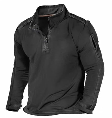 Jersey de combate para hombre, suéter de senderismo para hombre, cuello alto, suéteres duraderos del ejército, ropa de trabajo, suéter táctico ligero con bolsillos con cremallera