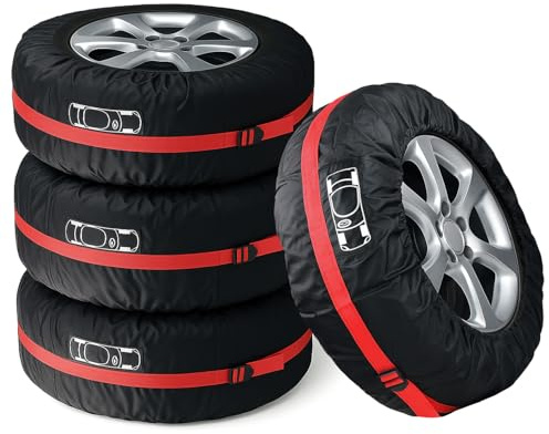 KELAV Set di 4 Borse per Pneumatici Auto 13-18 Pollici (Ø66 cm) Impermeabili e Antipolvere, con Maniglia per Trasporto - Custodia Protettiva per Gomme Estate/Inverno