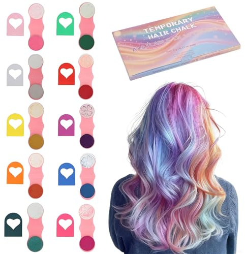 10 Colores Tiza De Pelo,10 Colores Diferentes Tiza Para El Cabello Lavable,Temporal Para Teñir El Cabello,Tintes De Cabello Lavables, Para Halloween, Navidad, Fiesta De Cumpleaños