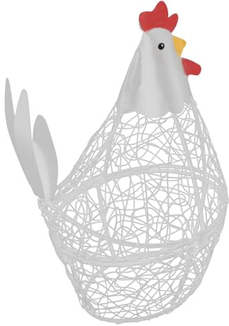 Healeep Cestino Portauova in Ferro Cestino Multifunzionale Per Raccolta Uova Da Cucina Portaoggetti Decorativo a Forma Di Gallina Per Casa E Frigorifero