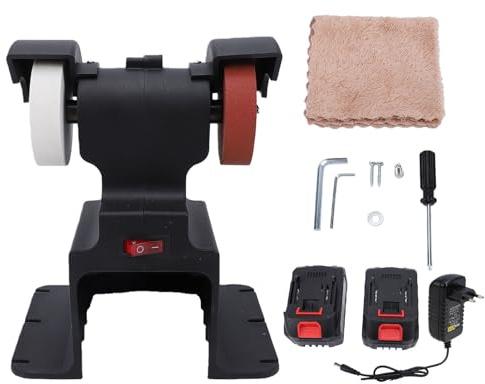 Oreilet Mini Levigatrice da Banco 200 W, Rettificatrice Elettrica Multiuso, Mini Levigatrice Batteria per Ceratura Smerigliatura Lucidatura Affilatura Coltelli Banco Trapani Acciaio (Spina europea)