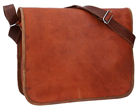 Gusti Umhängetasche Leder - Taylor 11'' Damen und Herren Handtasche Nature Collegetasche Businesstasche Messengerbag Aktentasche Vintage Braun