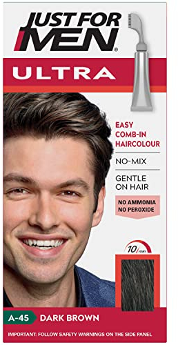 Just For Men Ultra Dark Brown Ammonia Free Hair Colour Dye, No Mix Comb-In Applicator to Comb Away The Greys, Ammonia & Peroxide Free – A45