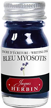 Jacques Herbin 11515T - Writing and drawing ink - Fountain pens and rollerballs - bleu myosotis/ Forget-me-not blue - 10 ml - Made in France - Calligraphy