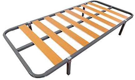 MUEBLIX.COM Somier Eco para Cama 90 x 190 cm | Somier con 4 Patas | Láminas Madera de Chopo de 9 cm y Estructura de Tubos de Acero | Útil para Camas Nido o Camas Individuales