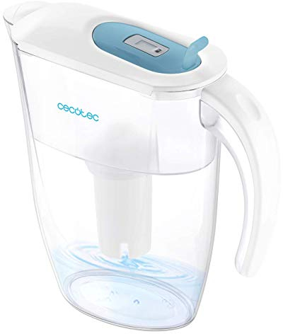 Cecotec Pichet Purificateur d'eau H2ONature 2400 Active. Filtre à quatre couches, indicateur LCD, capacité maximale 2,4 L sans filtre, couvercle amovible, avec 3 filtres