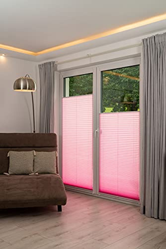 K-Home Klemmfix-Plisse pink Lichtschutz Moderne Crushed Optik 90 x 130 (B x L)