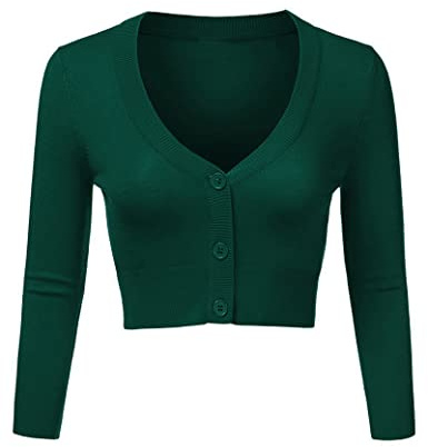 Aottori Boléro Femme Manches Longues Coupe Courte Boutonné Maille Mi Saison | Maille tricotée, forme courte avec fermeture boutonnée, coupe boléro, pour cérémonie bureau ou sortie, facile à superposer