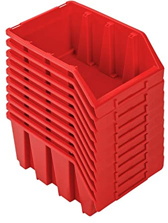 PAFEN Set di 10 scatole impilabili per parete degli attrezzi, 243 x 125 x 175 mm, scatola impilabile, colore rosso
