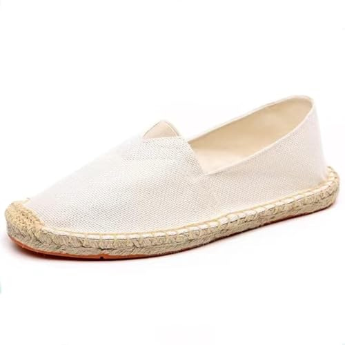 Mintzice Men's Solid Comfortable Slip on Canvas Espadrilles Flat Beige 10.5 US