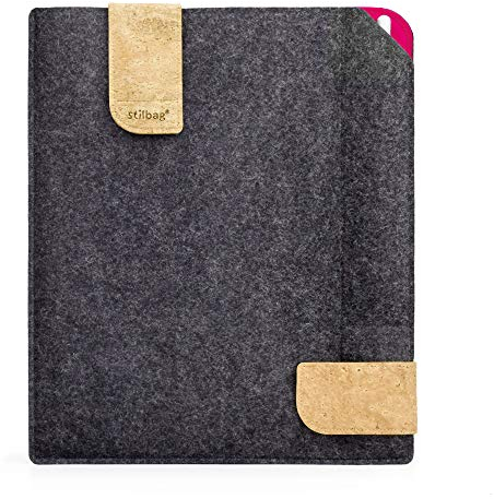 stilbag Filztasche für Amazon Kindle Scribe (2022) | Etui Case aus Merino Wollfilz und Kork mit Pencil Fach | Modell KUNO e-Ink Tablet Schutz-Tasche Made in Germany (Anthrazit - pink)