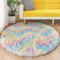 MARATIP Plüsch Teppich Rund,Flauschiger Teppich Rund,modernes Wohnzimmer,Kinder Mädchen,weicher und Flauschiger Teppich für das Schlafzimmer/Wohnzimmer/Kinderzimmer (Regenbogen,Ø 100 cm Runde)