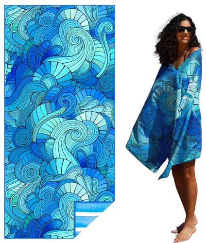 Thin Lightweight Microfiber Beach Towel Sand Free Quick Dry Absorbent Compact Towels for Swimming Pool Camping Beach Accessories Large Easy Pack Travel Things for Vacation Essentials Adult Gift