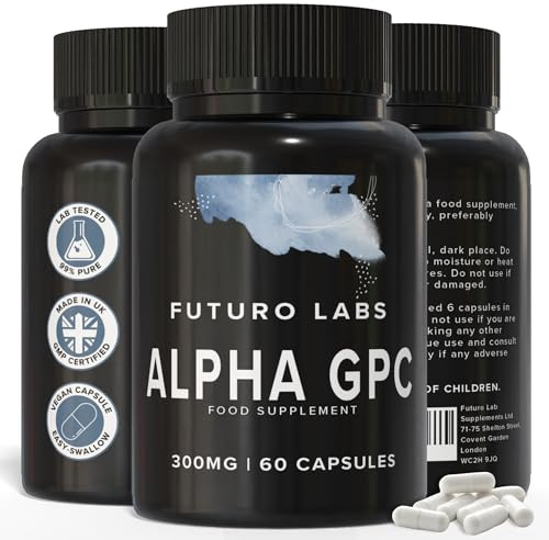 Alpha GPC Choline Supplement 600mg per Serving (High Strength) Cognitive Supplements for Memory, Mood & Motivation - Lab Tested, Non-GMO, Nootropic for Brain Made in the UK (60 300mg Capsules)