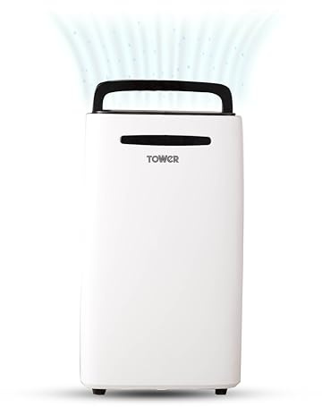 Tower 20L Compressor Dehumidifier, 3 Modes, Adjustable Thermostat, 5.5L Water Tank, 24 Hour Timer, White, T674004