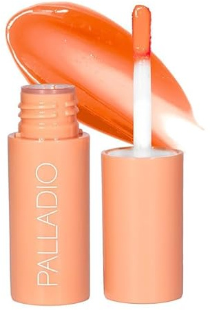 Palladio Jelly Tint, Liquid Stain for Cheeks & Lips, Vivid Color Lip Stain, Lightweight Non-Sticky and Transfer-proof, Natural Finish Makeup, Mango Tango