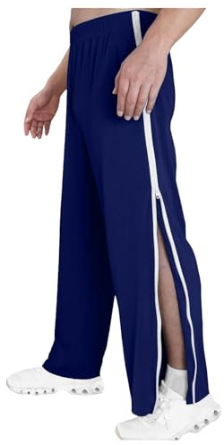 KBOPLEMQ Pantalon de rééducation pour homme et femme - Ouverture latérale - Baggy - Avec fermeture éclair latérale et fermeture éclair sur la jambe - Jambes larges - Pantalon de sport - Pantalon de