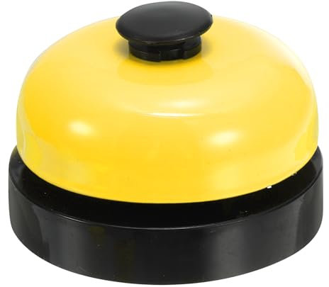 PATIKIL Campanello da Tavolo 2.5 Diametro, Campanello Frontale per Servizio con Costruzione Metallo Antiruggine per Hotel, Ristoranti, Aree Ricezione Ufficio Magazzino, Nero/Giallo