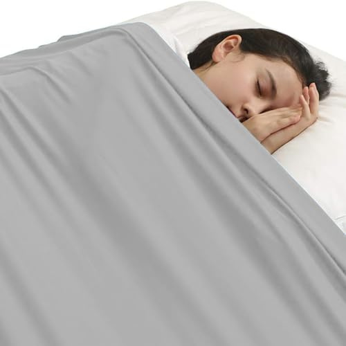 SZSMART Drap de lit à compression sensorielle pour enfants en Lycra élasthanne, respirante pour soulager le stress, les enfants atteints d'autisme et d'anxiété (gris, simple, 98 x 147 cm)