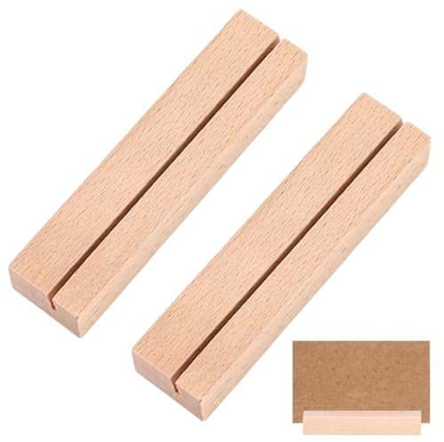 SGERUFZ 2 Pezzi Set Portacarte in Legno, Portacarte Stabile, Cavalletto per Foto in Legno, Che bello che ci sei (10,5×2,5×1,5 cm, Fessura da 2 mm)