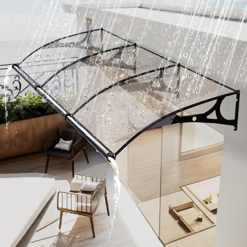 Tenda da sole in policarbonato per porte e finestre, staffa in lega di alluminio, forte portante, silenziosa, a prova di pioggia e neve, facile da installare