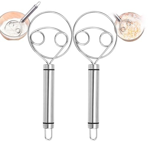 Magisk degvisp i rostfritt stål, dansk degvisp, handmixer for bröddeg, degvisp Rostfritt stål, rund visp for brödtillverkning /81(2Pcs)